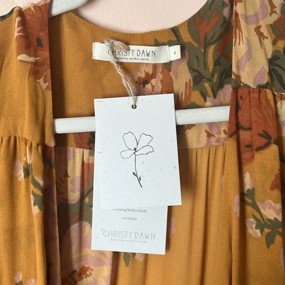 NWT Christy Dawn Bergen Dress in Mustard Floral (lined) - Picture 4 of 10